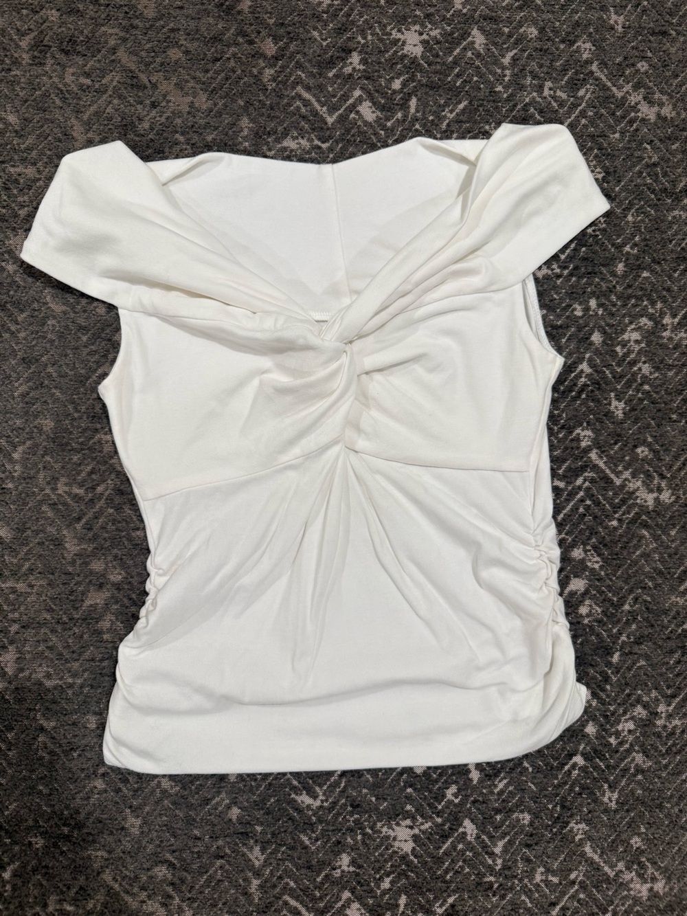 Darong White Twist Front Ruched Off Shoulder Top Size Medium